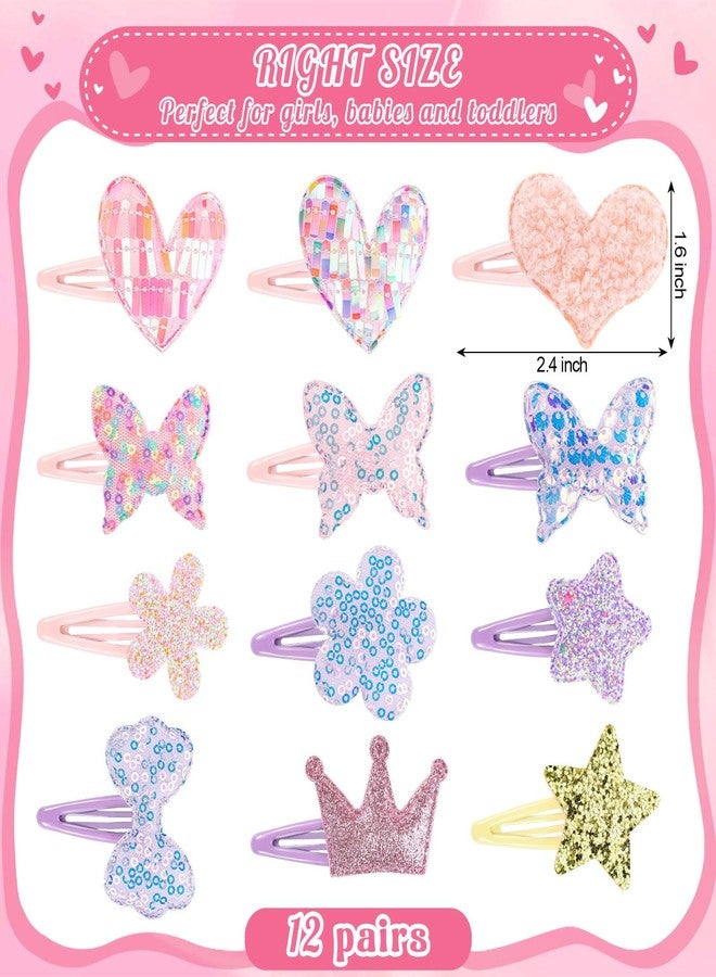 obeoby 24 Pack Toddler Hair Clips for Girls, Star Heart Butterfly Shaped Hair Barrettes Metal Snap Hair Clips Hair Accessories for Baby Girls Holiday Birthday Gifts - Image 2